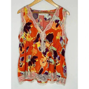 Rebecca Minkoff Floral Lace Trim sleeveless top size M NWOT